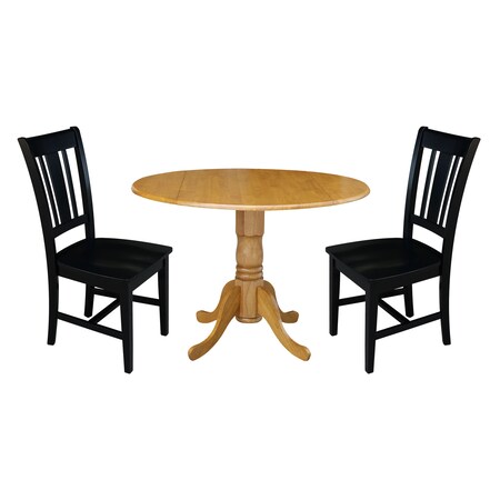 International Concepts 42 in. Dual Drop Leaf Table with 2 Splat Back Dining Chairs - 3 Piece Dining Set K04-42DP-C46-10P